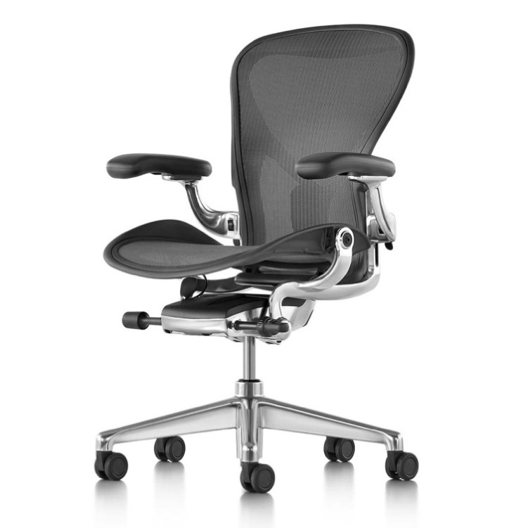 Herman Miller Aeron bureaustoel graphite frame chrome chassis