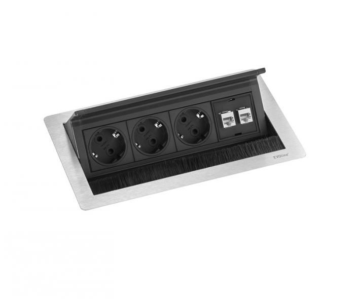 Evoline Inbouw Powerbox Flip Top Push Medium 3x Stroom 2x Data