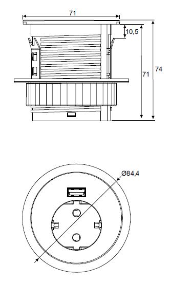 Spot Inbouwmodule 1x Stroom 1x cable outlet