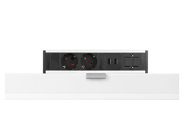 Thovip Power Desk up 2 x stroom + 2 USB charger + 1 x leeg (alu/zwart)  