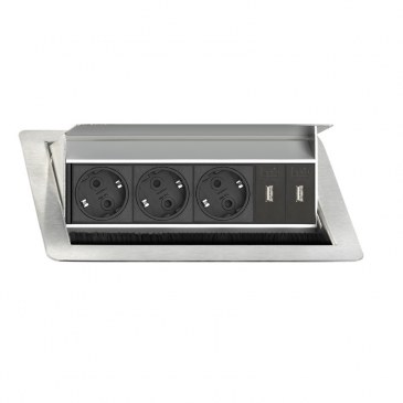 Evoline Inbouw Powerbox Flip Top Push Medium 3x Stroom 2x USB charger  4730051.03020006.096 0
