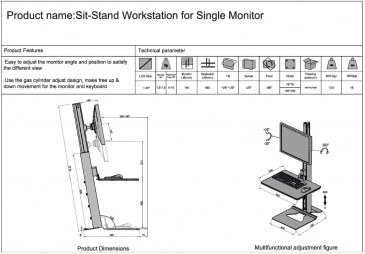 Zit-Sta Werkstation voor enkele monitor  472260.010000000.001 3