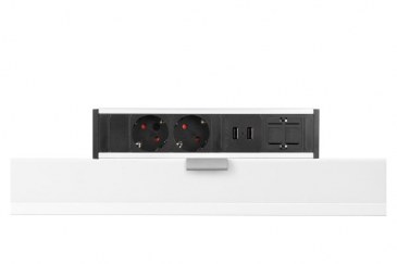 Thovip Power Desk up 2 x stroom + 2 USB charger + 1 x leeg (alu/zwart)   4730017.02020100.000 0